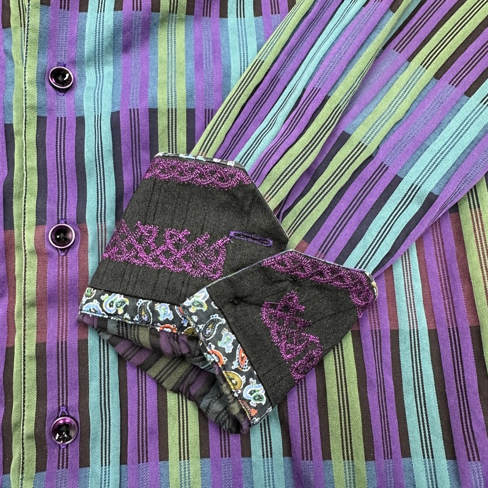 Robert Graham Shirt Mens Medium Classic Fit Striped Unique Dress Casual Button U - Picture 8 of 15